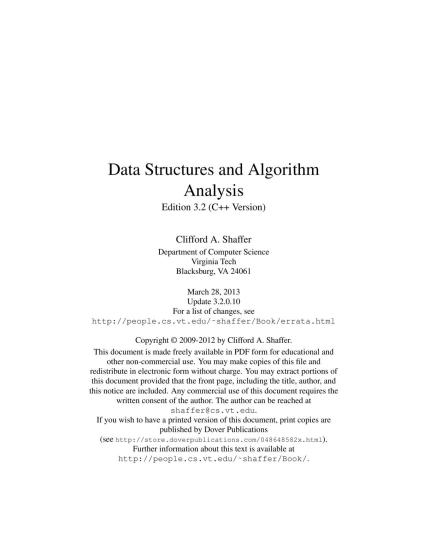 Data Structures and Algorithm Analysis C++